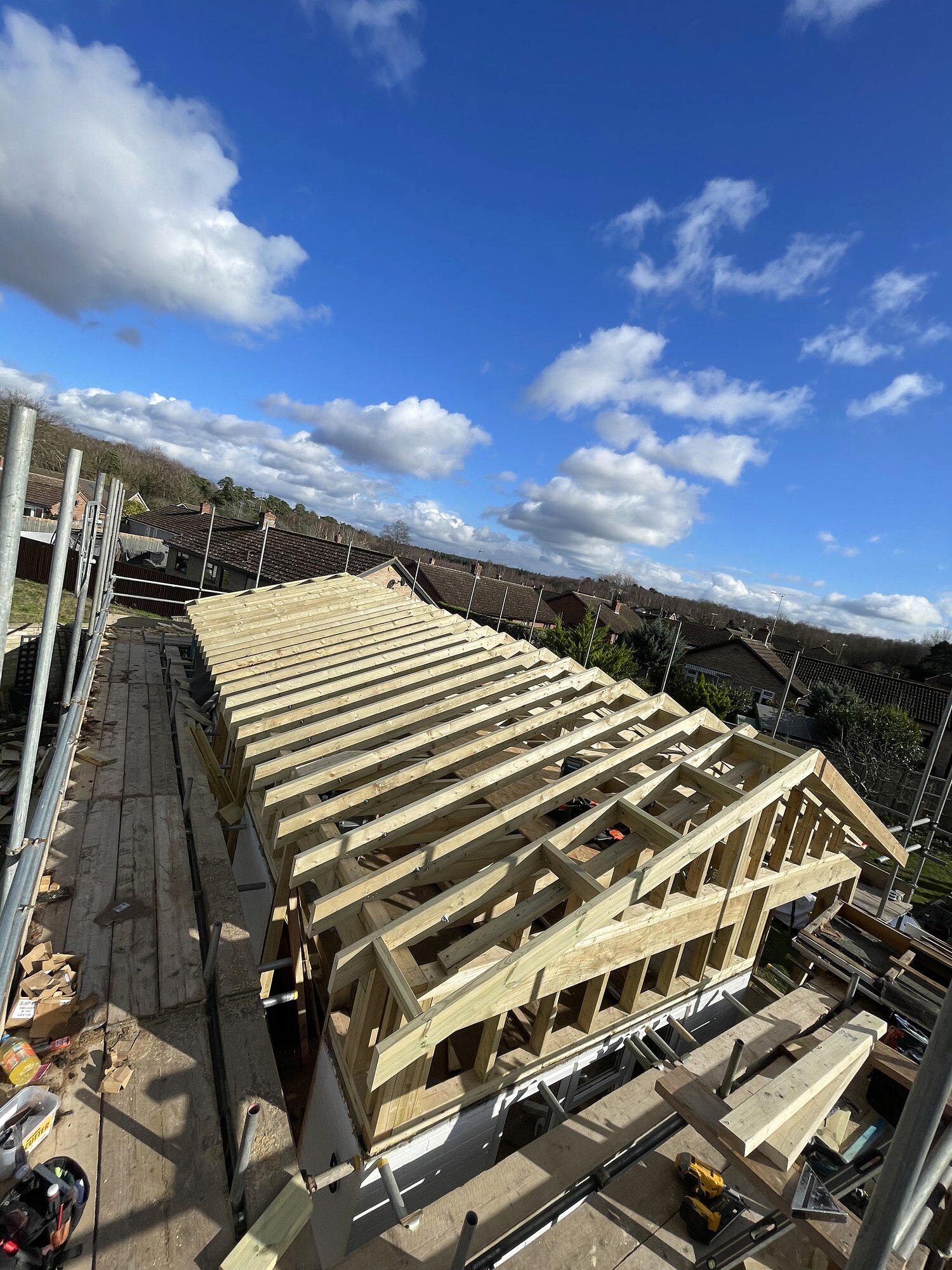 Hand-cut garage roof structure
