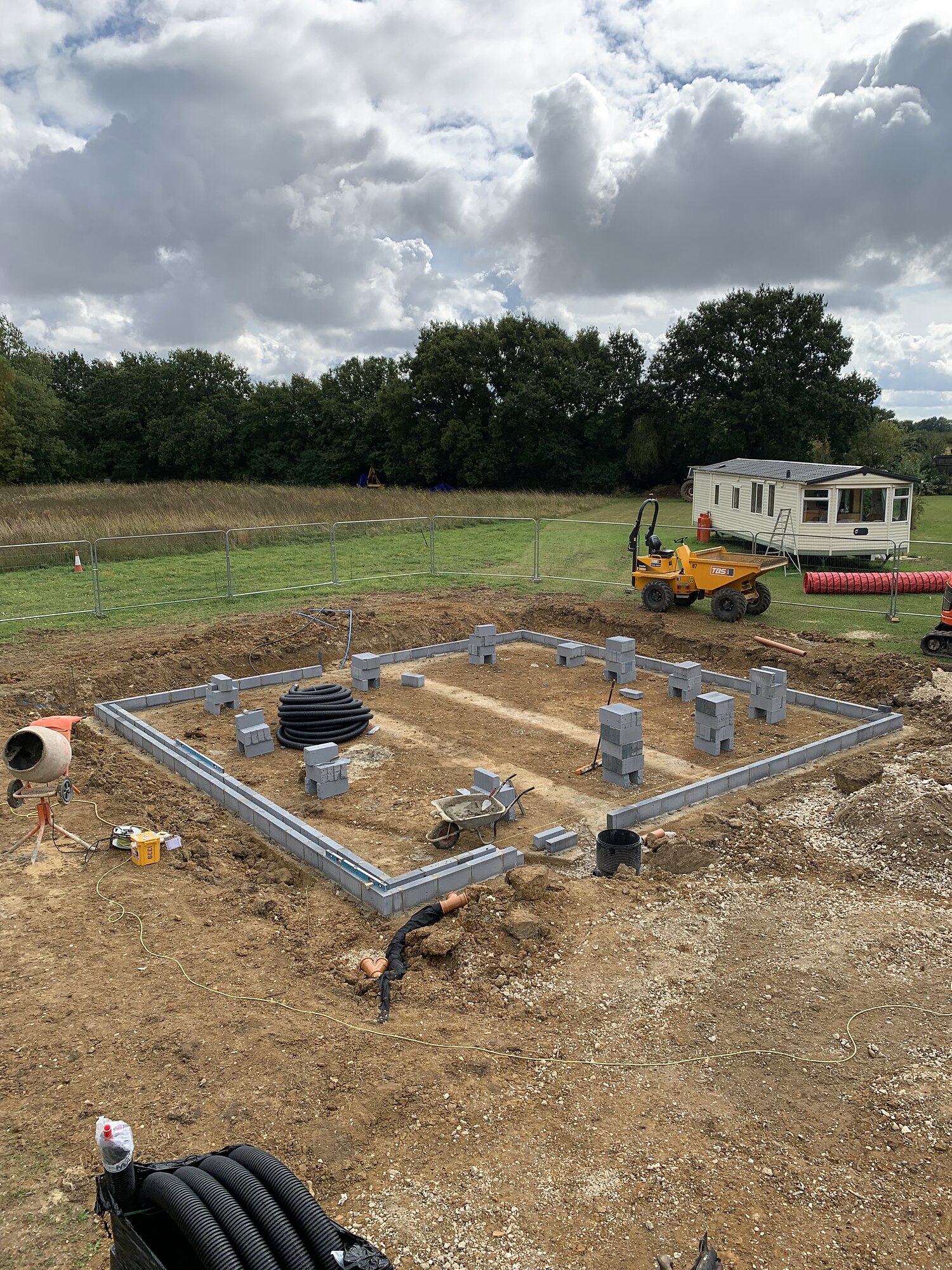 Blockwork foundations and drainage, Fieldview new build