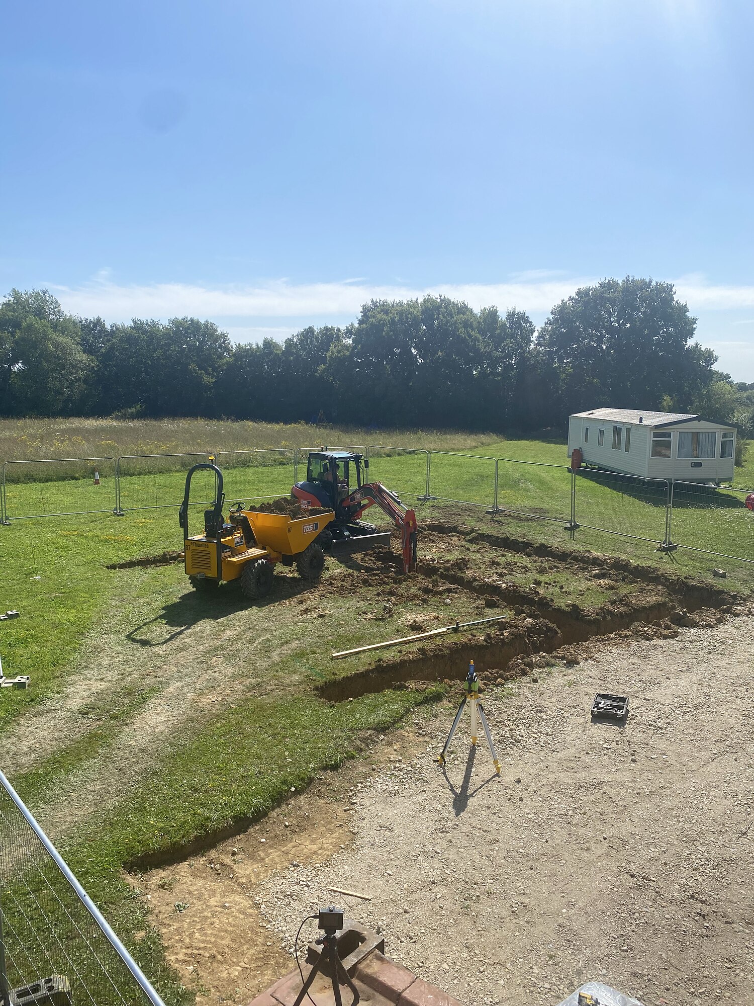 Foundation trenches being dug, Fieldview