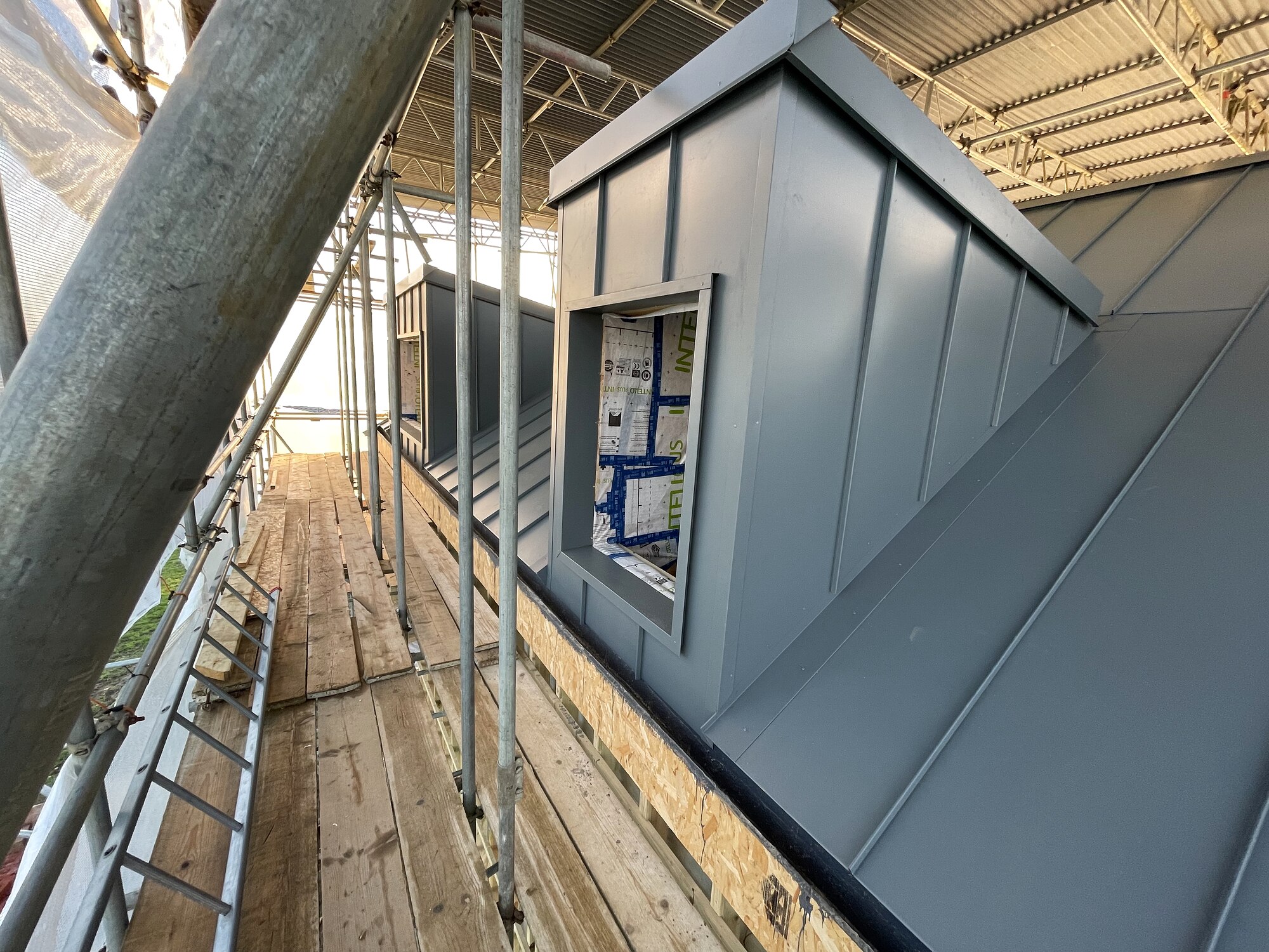Standing seam metal roof dormer detail, Fieldview